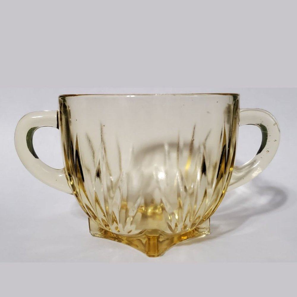 Vintage '20s Depression Glass Light Canary Yellow Spooner or Sugar Bowl w/o Lid